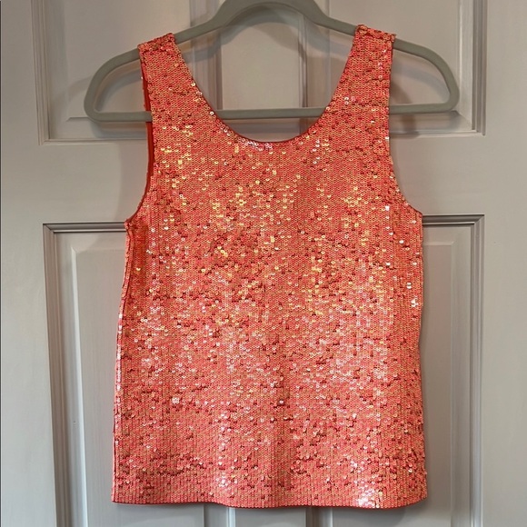 J. Crew Peach Sequin Tank Top with Rounded Neckline - Size XS - Picture 1 of 13